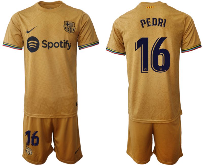 Men 2022-2023 Club Barcelona away yellow #16 Soccer Jersey